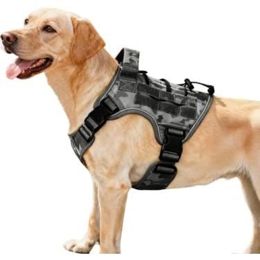 Imagem de Peitoral tático resistente para cães grandes, colete refletivo ajustável sem puxão com sistema Molle, controle de nível militar K9 para treinamento de serviço, atividades ao ar livre e mais de 10