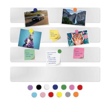 Imagem de Porta Fotos Recados Notas Post It De Metal 30x5cm + 24 Imãs - M-Planne