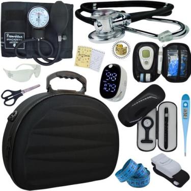 Imagem de Kit Enfermagem Maleta Super Luxo Aparelho Pressao Estetoscopio Aneroid