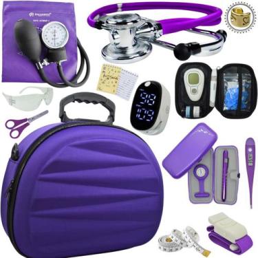 Imagem de Kit Enfermagem Maleta Super Luxo Aparelho Pressao Estetoscopio Aneroid