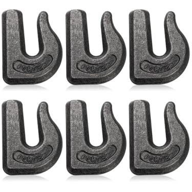 Imagem de SOUJOY Pacote com 6 ganchos soldados no gancho, ganchos de balde de trator de 9,5 cm, gancho de corrente de reboque soldável G70 para puxar e levantar corrente, caminhão de reboque, aparelhamento