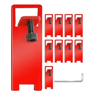Imagem de 10 conjuntos de travas de alarme de incêndio, trava de disjuntor de alarme de incêndio, funciona para evitar desligamento acidental, vermelho