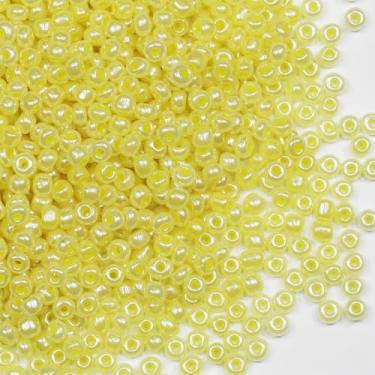 Imagem de Grânulos de sementes amarelas claras de 4 mm a granel para fabricação de joias 200 gramas, cerca de 3380 peças, artesanato de vidro 6/0 para fazer brincos, pulseiras, pingentes, joias de cintura