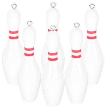 Imagem de HOMSFOU 6 peças para bowlers joias faça você mesmo, pingentes esportivos, pequeno broche de boliche, chaveiro de lembrança para fazer joias, crianças, boliche, futebol, branco, animal, infantil