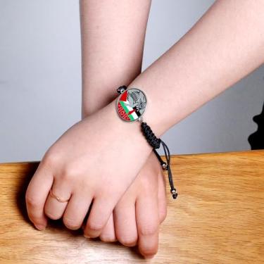 Imagem de Pulseira de pomba com mapa da Palestina - Joia da bandeira da rocha em cordão preto, design artesanal de paz e cultura YA6016, Adjustable, Aço inoxidável, Sem Pedra Preciosa