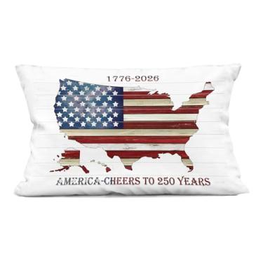 Imagem de Stupell Industries Almofada estampada decorativa de celebração dos 250 anos da América, design de Cindy Jacobs