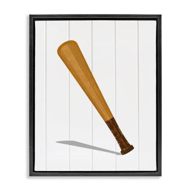 Imagem de Stupell Industries Arte de parede em tela flutuante dourada com taco de beisebol esportivo, design por Christine Simpson Art, 78 x 63 cm