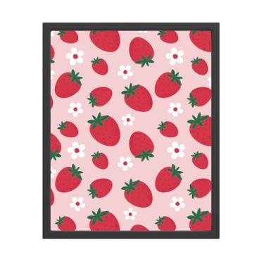 Imagem de Impressões de arte de parede de morango, linda margarida vermelha rosa pôsteres de morango para quarto doce sala de estar dormitório (20 x 25 sem moldura)