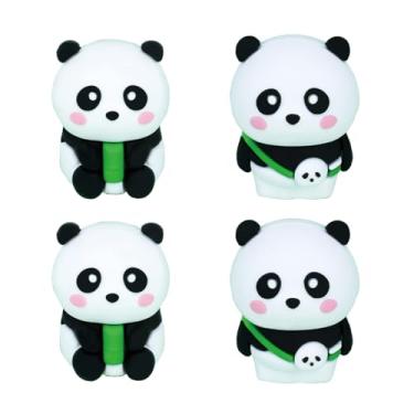 Imagem de Apontador de lápis fofo, 4 peças, amolador de lápis panda de desenho animado, pequeno, apontador manual de PVC, artigos de papelaria, material de escritório escolar (4 peças Panda)