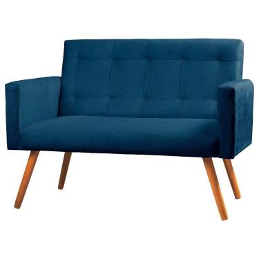 Imagem de Sofá Namoradeira 2 Lugares Sabrina Veludo - Star Confort Azul
