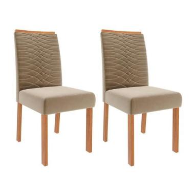 Imagem de Conjunto com 2 Cadeiras Clarice Wood Suede Joli e Madeira - Modern