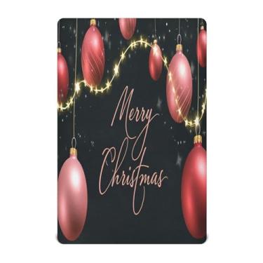 Imagem de Qilmy Lençóis de berço de bebê com fundo de Natal, macio, respirável e elástico, lençol com elástico para meninos e meninas, mini berço 132 x 71 cm capa de colchão portátil para crianças pequenas