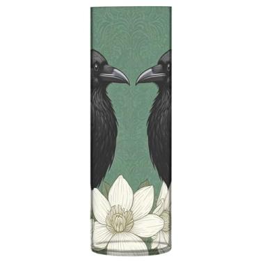 Imagem de JUZIHAI Black Ravens vaso para flores 9,9 cm x 30 cm cilindro de plástico moderno vaso de flores para centro de mesa de casamento decoração de casa