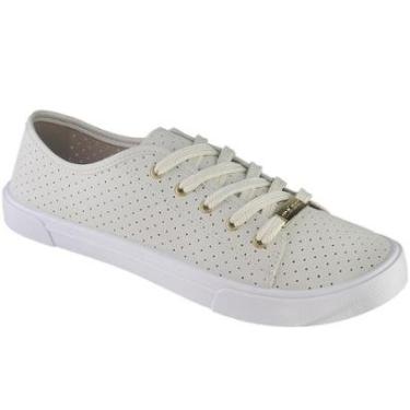 Imagem de Tênis Casual em Microperfuros Feminino Moleca Branco Off 5296.510-Feminino