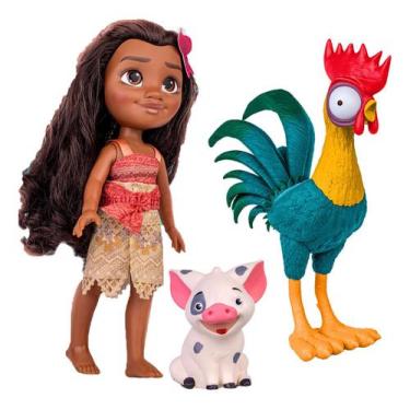 Imagem de Boneca Moana E Porquinho Pua + Galo Hei Hei Disney - Cotiplás