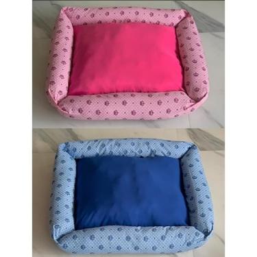 Imagem de Cama Pet de Luxo com Enchimento Macio – Colchonete Confortável e Impermeável para Cães e Gatos (1 Rosa 1 Azul,G)