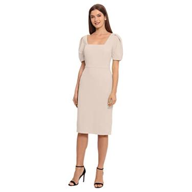 Imagem de Maggy London Vestido feminino de crepe com bainha de manga curta, Decote quadrado - chifre, 36