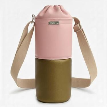 Imagem de Bolsa Térmica (ROSA COM OURO) RAMIERE para Garrafa de 1,5 LITROS ml em Couro Sintético - Coleção Cores VERÃO 2026