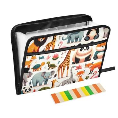 Imagem de Conjunto de pastas de arquivo expansíveis de animais A4 Pasta sanfonada de documentos em papel para escritório escolar em casa