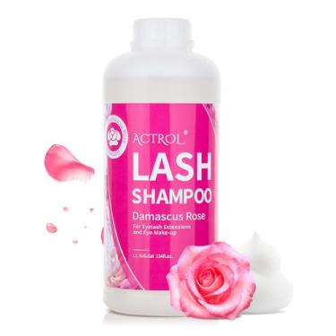 Imagem de Limpador de extensão de cílios, rosa, 1 litro, xampu de extensão de cílios natural, limpador profissional de espuma de pálpebras, sem parabenos e sulfatos, lavagem não irritante para extensões de cílios com salão e cuidados domésticos