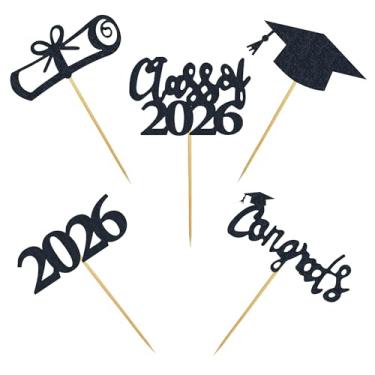 Imagem de 30 peças de topos de cupcake de formatura 2021 diploma topos de bolo para festas de formatura 5 estilos