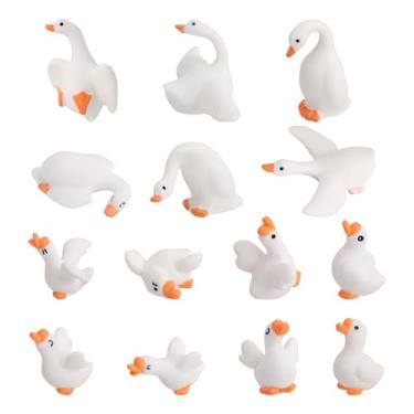 Imagem de 14 Miniaturas Gansos, Estatuetas Engraçadas de Gansos em Resina Fofas para Decoração Painel Carro Mesa Escritório Interior Carro Acessórios para Espelho Retrovisor Presentes Homens e Mulheres