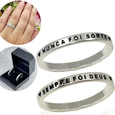 Imagem de 2 Anel Aliança Prata Nunca Foi Sorte / Sempre Foi Deus - Lojas La&Ny P