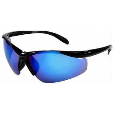 Imagem de JiMarti Óculos de sol JM01 para golfe, pesca, ciclismo, inquebrável, armação TR90, Espelhado preto e azul, One Size