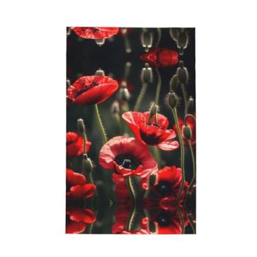 Imagem de XLLingL Lindas toalhas de cozinha com estampa de flor de papoula vermelha, panos de prato de microfibra, perfeitos para decoração e limpeza de cozinha - 1 peça