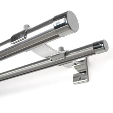 Imagem de Kit Varão Duplo Deslizante 28/19mm 2,00 Metros Dividido com Suporte de Alumínio(Cromado)