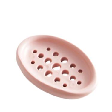 Imagem de 1 caixa de sabão de silicone – saboneteira redonda autodrenante e suporte para pias e banheiras de banheiro, perfeita para uso em cozinha e banheiro, rosa