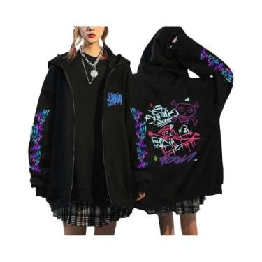 Imagem de Hoodie Unissex Arcane Jinx Monkey Graffiti Com Zíper, Moda Hip Hop, Pu