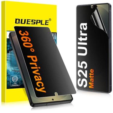 Imagem de QUESPLE Pacote com 2 protetores de tela de privacidade ultra fosco para Samsung Galaxy S25 [sem vidro], antiespião de 360°, anti-arranhões, antirreflexo, suporta desbloqueio de impressão digital