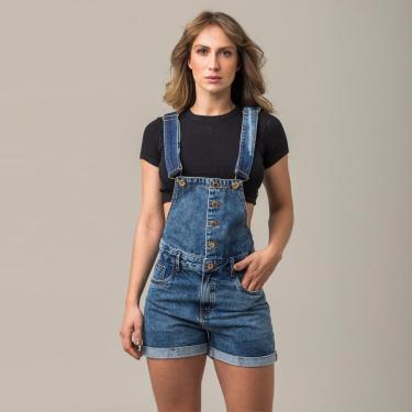 Imagem de Macacão Jardineira Feminina Jeans Alça Regulável Zune-Feminino