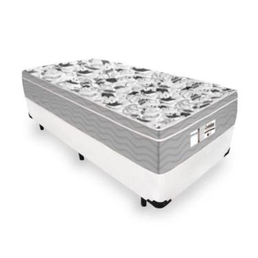 Imagem de Cama Box Solteiro Tecido Sintético Branco com Colchão De Molas Ensacadas - Probel Evolution