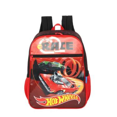 Imagem de Mochila E Estojo Hot Wheels Original Escolar - Luxcel, Vermelho