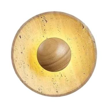 Imagem de Arandela De Parede Moderna Em Madeira Escura Com Pedra Natural 25cm 11