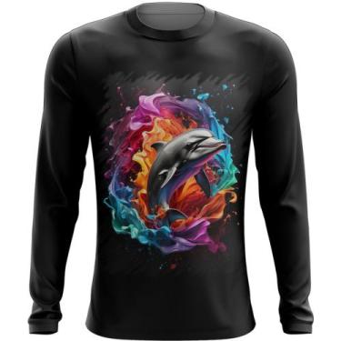 Imagem de Camiseta Manga Longa Golfinho Inteligência Arte Pintura 3 - Kasubeck S