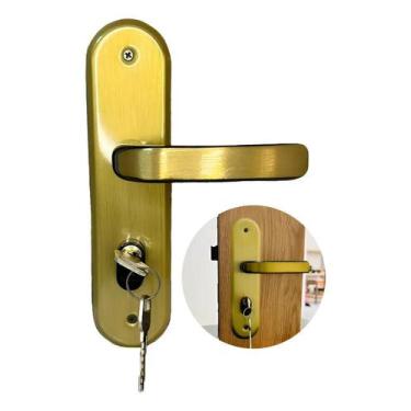 Imagem de Fechadura Porta Trinco Universal Externa Sala Quarto Bronze - Congratu