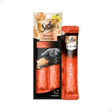 Imagem de Petisco Sheba 24g Cremoso Sabor Atum Gatos com 2 sachê 12g Peso:24g, 2