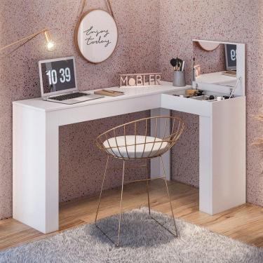 Imagem de Penteadeira Escrivaninha Camarim Studio Jade - Bebeshop Branco Fosco