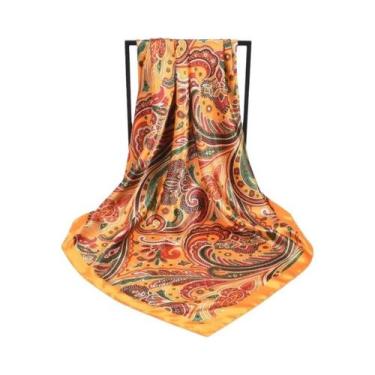 Imagem de Lenço Hijab De Seda Quadrado Para Mulheres, Xale Liso, Faixa De Cabeça