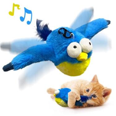 Imagem de Brinquedo para gatos KreizyGo Flapping Wings Blue-Bird com erva-dos-ga