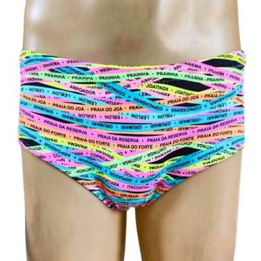 Imagem de Sunga Estampada Fita Senhor Do Bomfim Neon Forrada Poliamida - Almah F