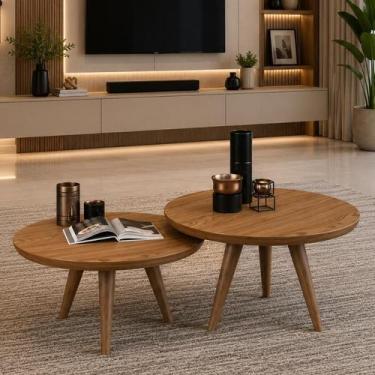 Imagem de Kit Mesa de Centro e Lateral Redondas Decorativas Luma - JM3 MÓVEIS, F
