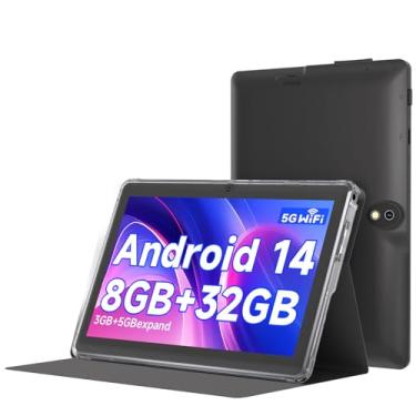 Imagem de ICONLINK Tablet Android 14.0 de 7 polegadas com capa protetora, 8 GB (expansão de 3 + 5 GB) RAM + 32 GB de ROM, tela 1024 x 600 IPS, câmera dupla, bateria de 3000 mAh, aba WiFi Bluetooth 5.0 (preto)