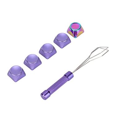 Imagem de 5 peças de teclas XDA, teclas mecânicas XDA com revestimento colorido, belas texturas decorativas, teclas especiais de metal XDA (roxo)
