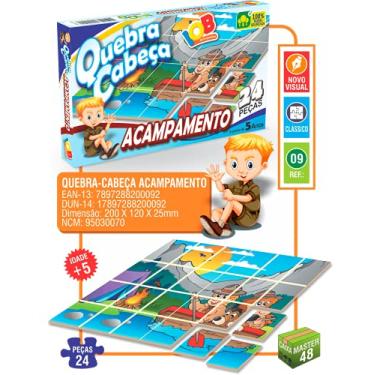 Imagem de Quebra Cabeça Educacional Acampamento 24 Peças de Madeira Reflorestada Para Divertir e Educar as Crianças - 38776