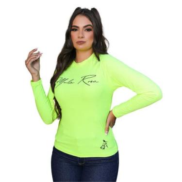 Imagem de Camiseta Feminina Térmica Uv50+ Verde Neon Mula Rosa