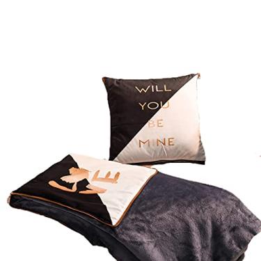 Imagem de Yajun Almofadas cobertores para avião lã macia patchwork ar condicionado colcha escritório sofá cadeira carro tapete de soneca branco, 35 * 35 cm